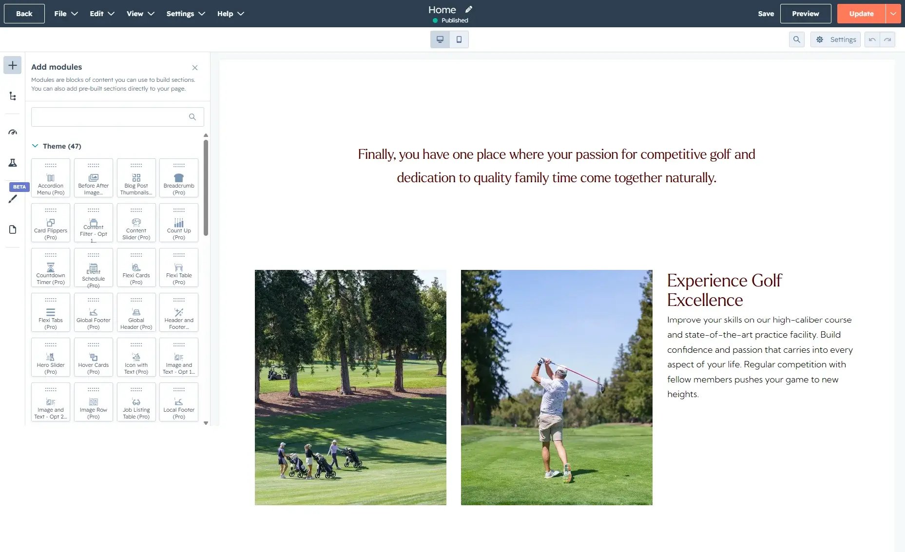 page layout edit mode